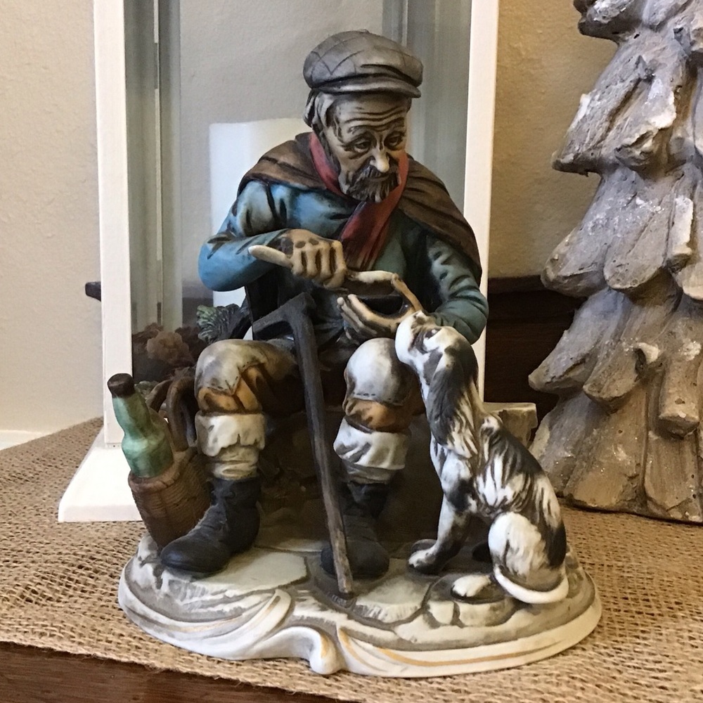 Vintage 70’s Porcellane D’Arte Man with his dog.